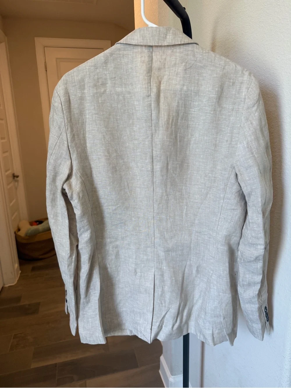 Quince European Linen Light Beige Linen Two-Button Blazer approx S